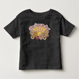 Retro Groovy   Here Comes the Sun Vintage Graphic Toddler T-Shirt