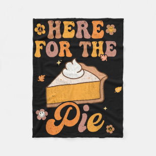 Retro Groovy Here For The Pie Thanksgiving Pumpkin Fleece Blanket