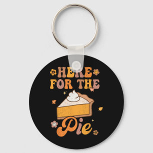 Retro Groovy Here For The Pie Thanksgiving Pumpkin Key Ring