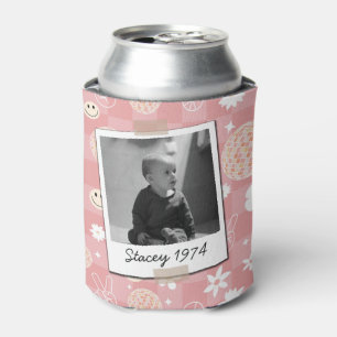 Retro Groovy Hippie 40th Birthday Vintage Photo Can Cooler