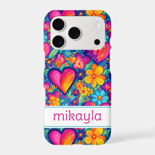 Retro Groovy Hippie Flowers Hearts Personalised