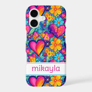 Retro Groovy Hippie Flowers Hearts Personalized