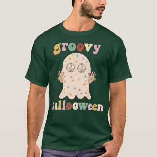 Retro Groovy Hippie Halloween Shirt Ghost Spooky S