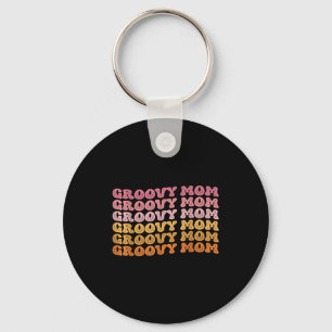 Retro groovy hippie mum matching family mother's key ring