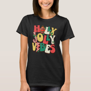 Retro Groovy Holly Xmas Jolly Vibes Christmas For T-Shirt