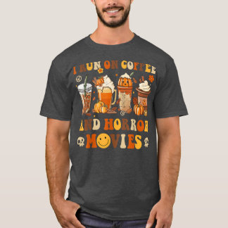 Retro Groovy Horror Fall Movie Coffee Hippie Hallo T-Shirt