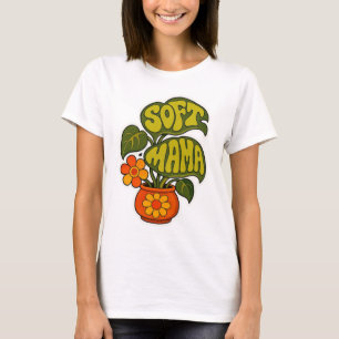 Retro Groovy Houseplant "Soft Mama" Typography T-Shirt