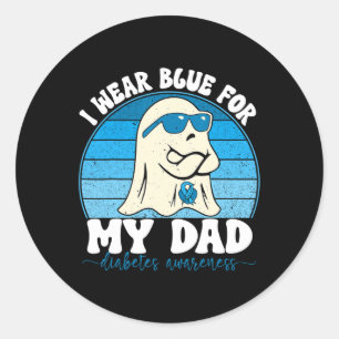 Retro Groovy I Wear Blue For My Dad Diabetes T1d A Classic Round Sticker