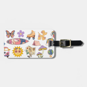 Retro Groovy Illustrated Customisable Luggage Tag