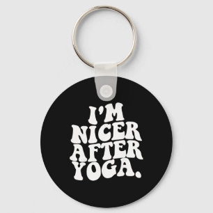 Retro Groovy I'm Nicer After Yoga Funny Sarcastic Key Ring