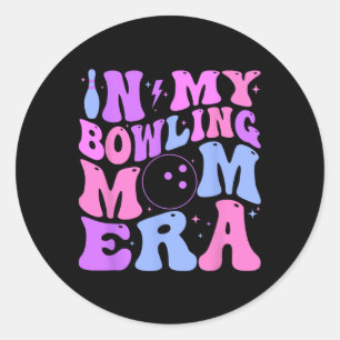Retro Groovy In My Bowling Mum Era Funny Classic Round Sticker