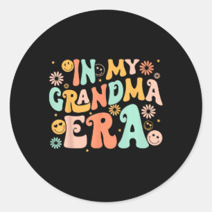 Retro Groovy In My Grandma Era Grandma Mothers Day Classic Round Sticker