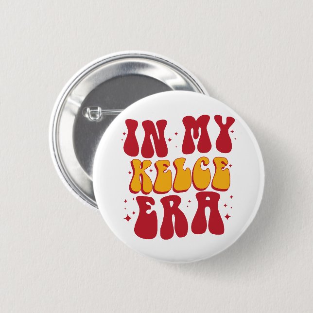 Retro Groovy In My Kelce Era  6 Cm Round Badge (Front & Back)