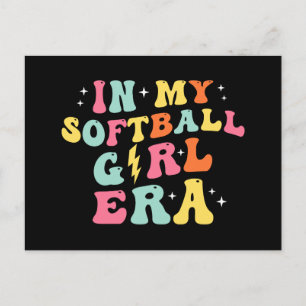 Retro Groovy In My Softball Girl Era Holiday Postcard