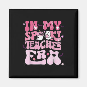 Retro Groovy In My Spooky Teacher Era Funny Hallow Magnet