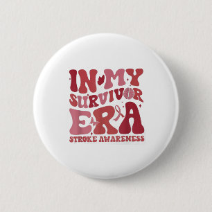 Retro Groovy In My Survivor Era Red Ribbon Stroke 6 Cm Round Badge