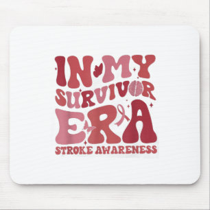 Retro Groovy In My Survivor Era Red Ribbon Stroke Mouse Pad