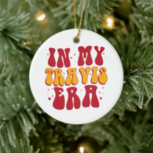 Retro Groovy In My Travis Era  Ceramic Ornament