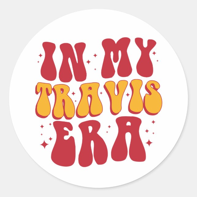 Retro Groovy In My Travis Era  Classic Round Sticker (Front)