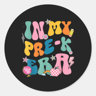 Retro Groovy In Pre K Era Preschool Back To School Classic Round Sticker