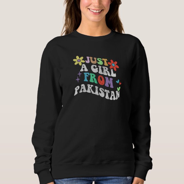 Retro Groovy Just A Girl From Pakistan Mother s Da Sweatshirt (Front)