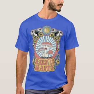 Retro Groovy Keep It Happy Mushroom Daisy Sun Posi T-Shirt