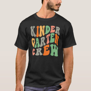 Retro Groovy Kindergarten Crew Kinder Squad Teache T-Shirt