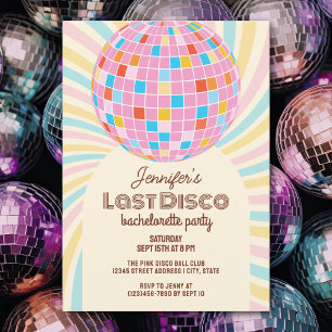Retro Groovy Last Disco Bachelorette Party Invitation