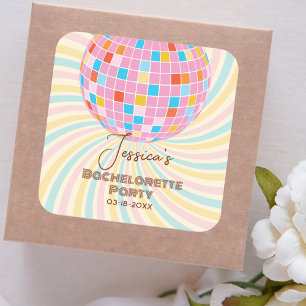 Retro Groovy Last Disco Bachelorette Party Square Sticker