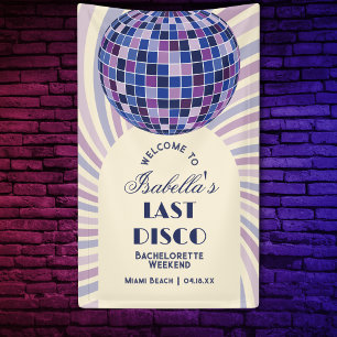 Retro Groovy Last Disco Bachelorette Party Welcome Banner