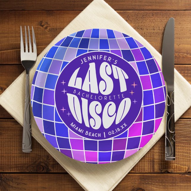 Retro Groovy Last Disco Bachelorette Weekend Party Paper Plate (Creator Uploaded)