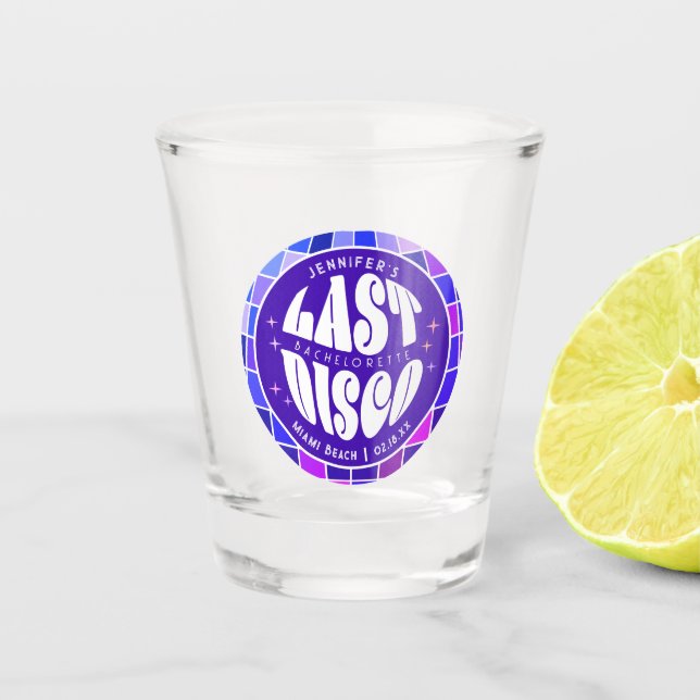Retro Groovy Last Disco Bachelorette Weekend Party Shot Glass (Front)