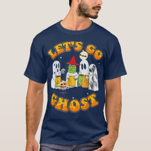 Retro Groovy Lets Go Ghost Funny Halloween Spooky T-Shirt