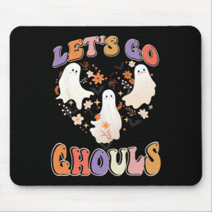 Retro Groovy Let's Go Ghouls Funny Halloween Coupl Mouse Pad