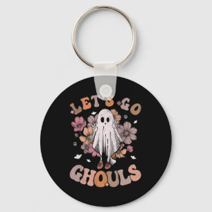 Retro Groovy Let's Go Ghouls Ghost 70s Hippie Hall Key Ring