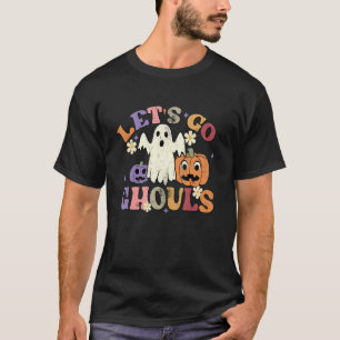 Retro Groovy Let's Go Ghouls Halloween Ghost Outfi T-Shirt