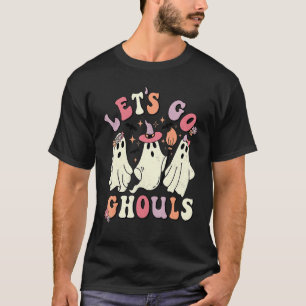 Retro Groovy Let's Go Ghouls Halloween Ghost Outfi T-Shirt