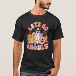 Retro Groovy Let's Go Ghouls Halloween Ghost Outfi T-Shirt
