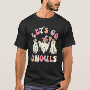 Retro Groovy Let's Go Ghouls Halloween Ghost Outfi T-Shirt