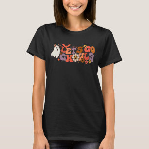 Retro Groovy Let's Go Ghouls Halloween Ghost Outfi T-Shirt