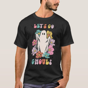 Retro Groovy Let's Go Ghouls Hippie Ghost Hallowee T-Shirt