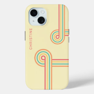 Retro Groovy Line Art  iPhone 15 Case