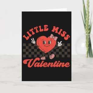 Retro Groovy Little Miss Valentine For Girls Kids Card