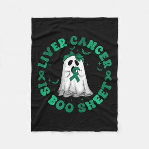 Retro Groovy Liver Cancer Is Boo Sheet Ghost Green Fleece Blanket