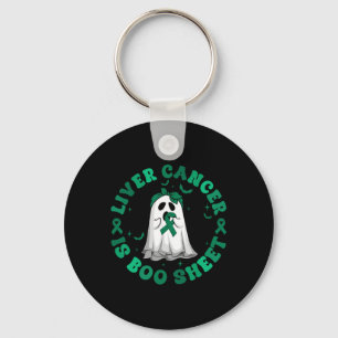 Retro Groovy Liver Cancer Is Boo Sheet Ghost Green Key Ring