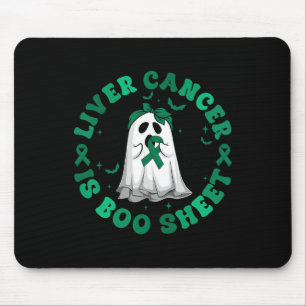 Retro Groovy Liver Cancer Is Boo Sheet Ghost Green Mouse Pad