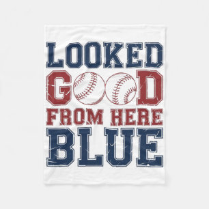 Retro Groovy Looked Good From Here Blue Funny Soft Fleece Blanket