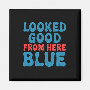 Retro Groovy Looked Good From Here Blue Funny Soft Magnet
