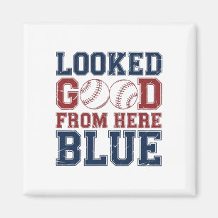 Retro Groovy Looked Good From Here Blue Funny Soft Magnet