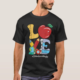 Retro Groovy LOVE Apple Pencil School Secretary Li T-Shirt